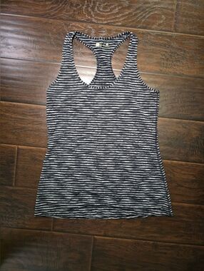 Xersion Womens Black White Stripe Racerback Slim Fit Tank Top XL